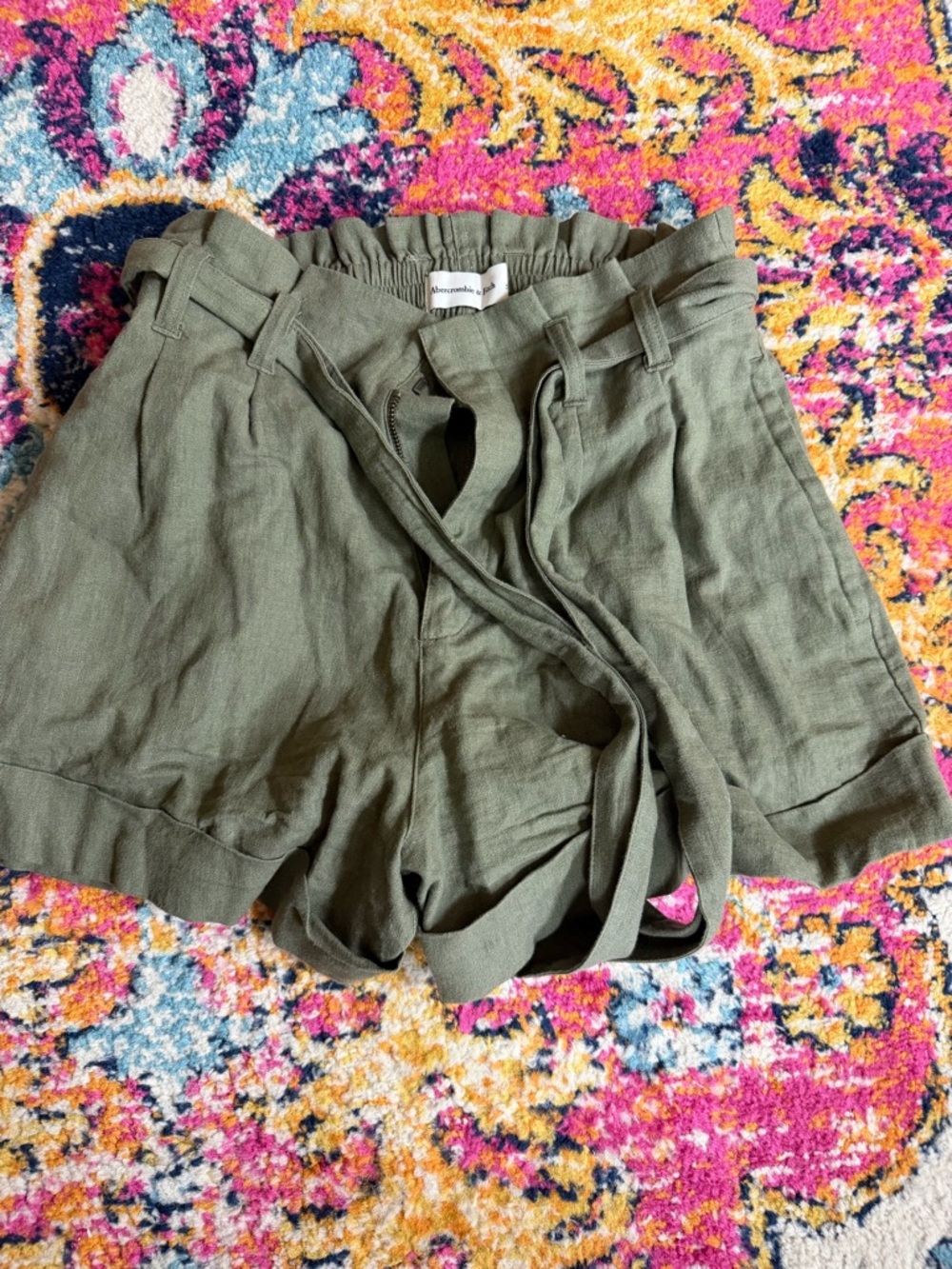Abercrombie and fitch linen blend shorts high waisted tie waist